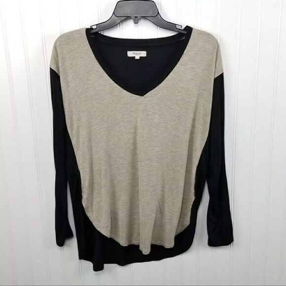 Madewell Womens Gray & Black Anthem Tee in Color Block Long Sleeve Size XS - Picture 6 of 10